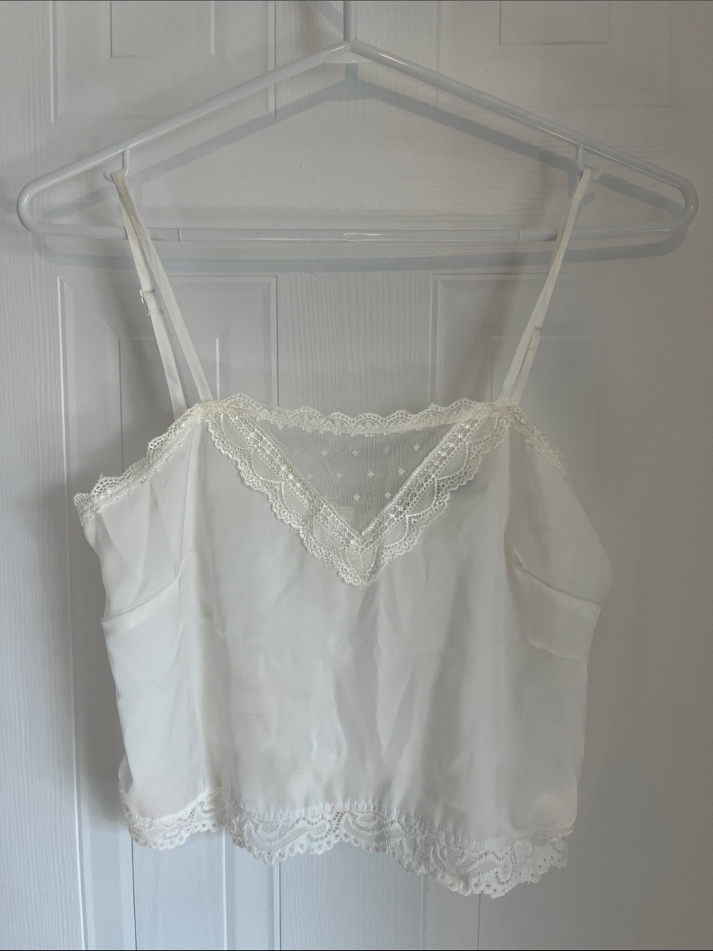 Brandy Melville Cream Lace-Trim V-Neck Camisole